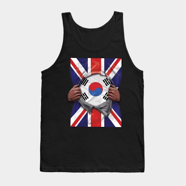 South Korea Flag Great Britain Flag Ripped - Gift for South Korean From South Korea Tank Top by Country Flags